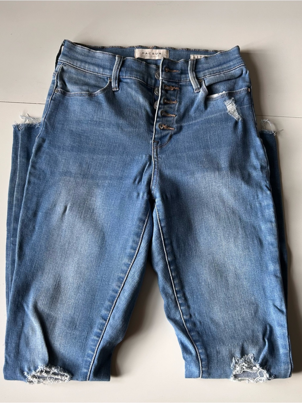 PacSun Menās Slim Straight Light Blue Button-Fly Jeans